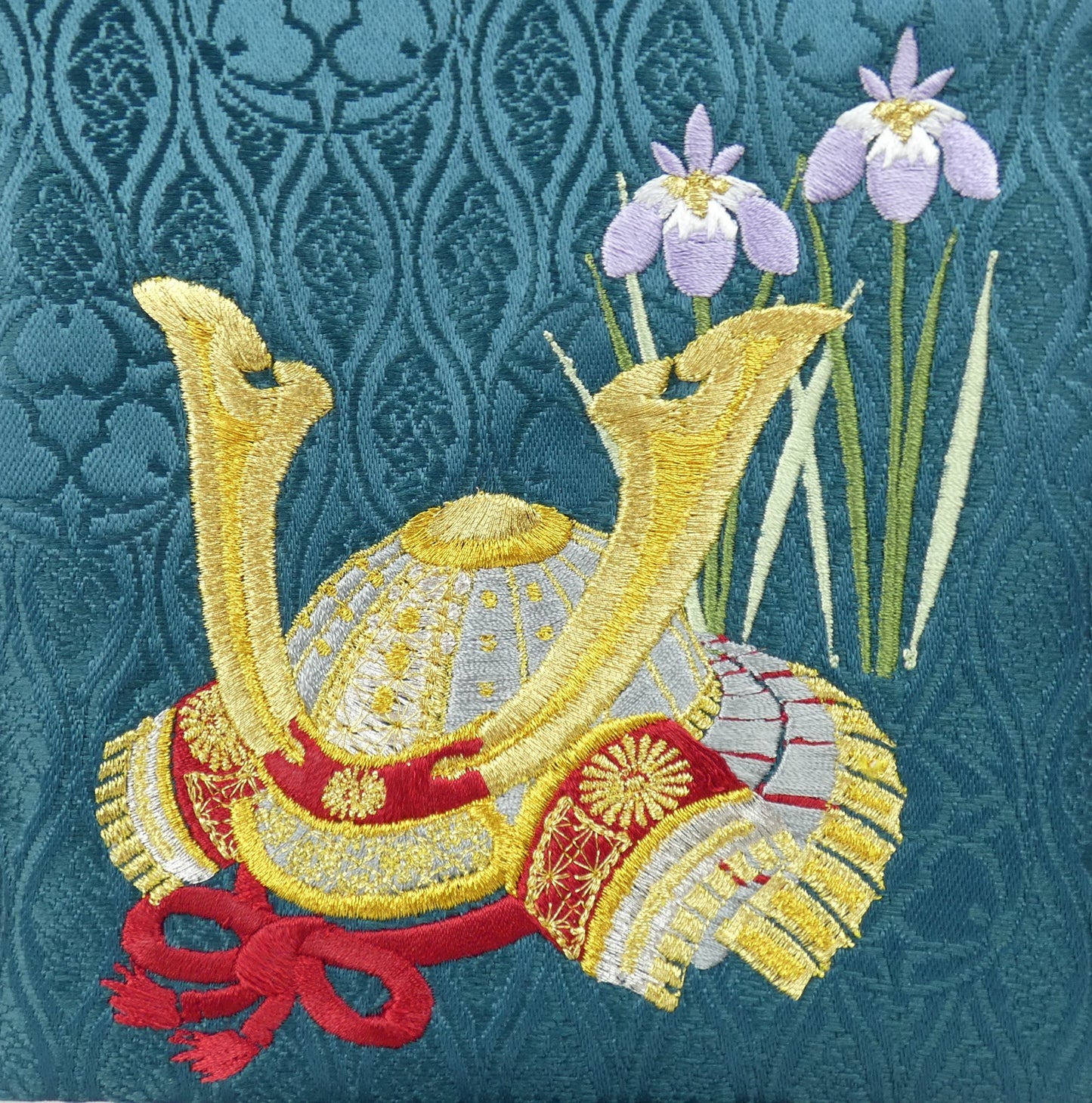 刺繍お名前旗「菖蒲と兜」47センチ