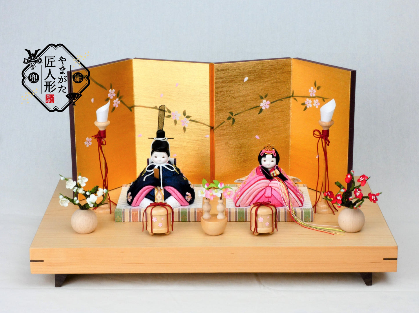 やまがた匠人形 紅花染め木目込み親王飾り