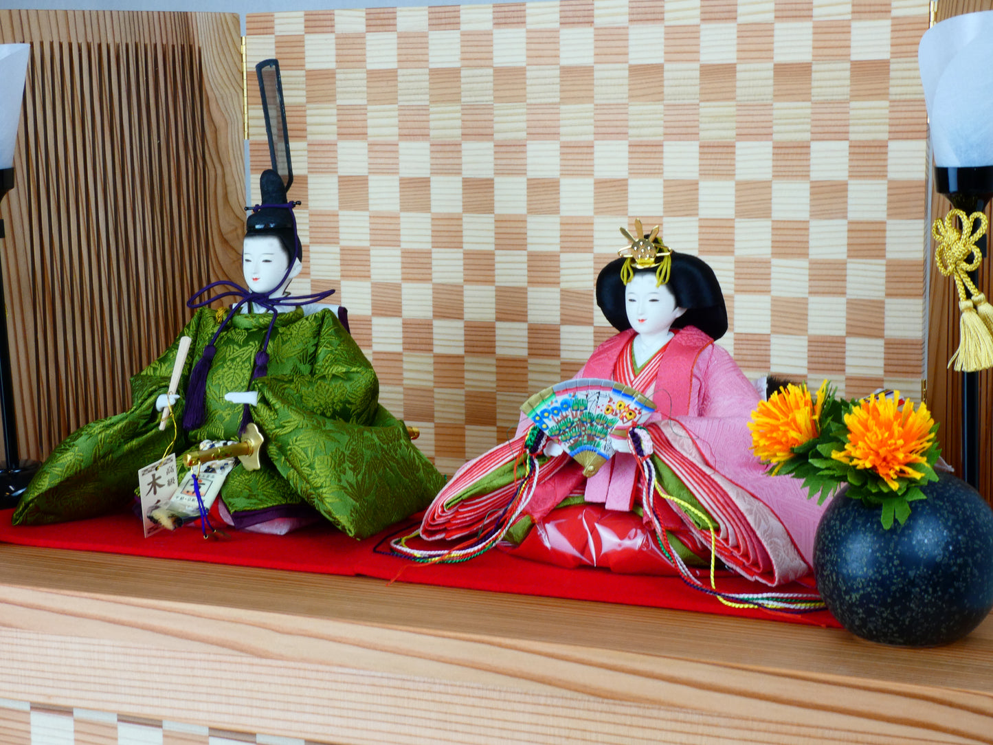 ふるさとやまがた雛 紅花手染め 金山杉 収納飾り GR