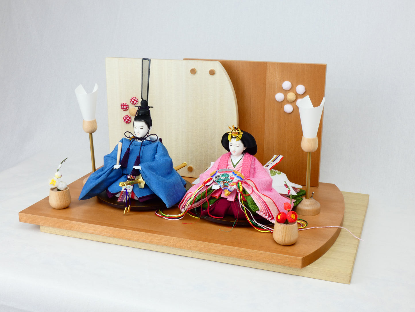 ふるさとやまがた雛 「紅花・阿波藍」手染め 親王飾り