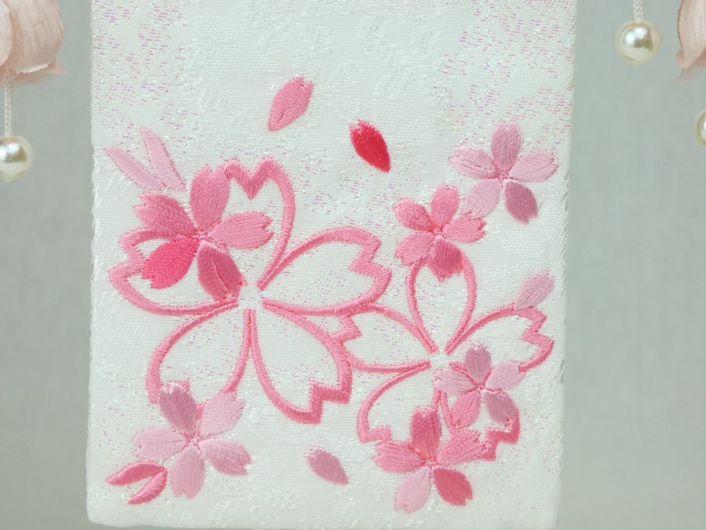 刺繍お名前旗「白桜」コンパクト