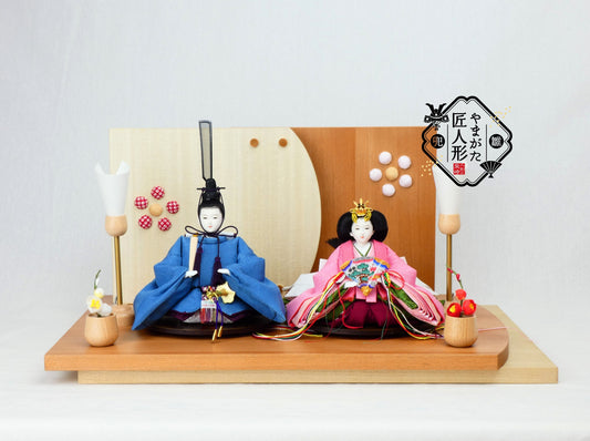ふるさとやまがた雛 「紅花・阿波藍」手染め 親王飾り