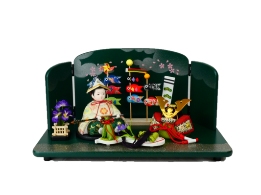 木目込み人形兜鯉のぼり飾り「新緑」54036